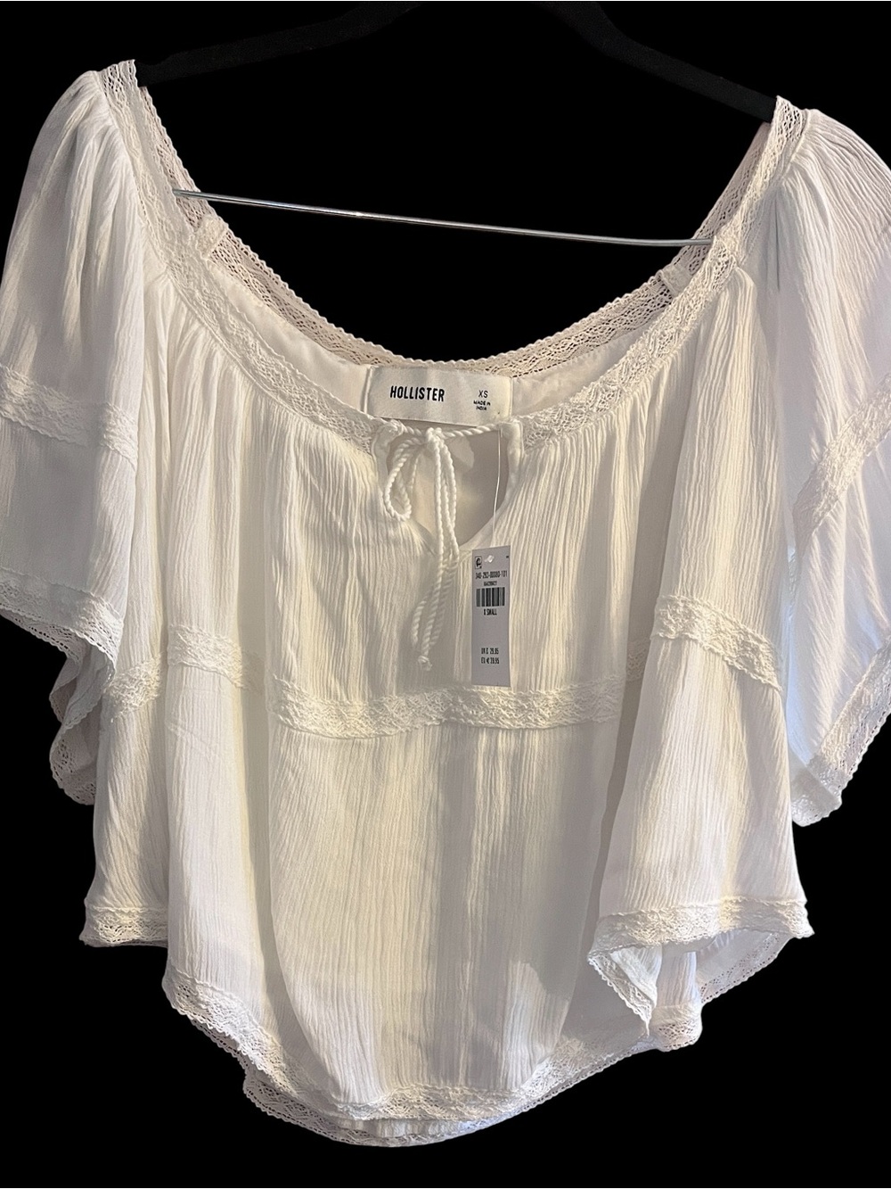 Hollister Lightweight White Boho Peasant Top